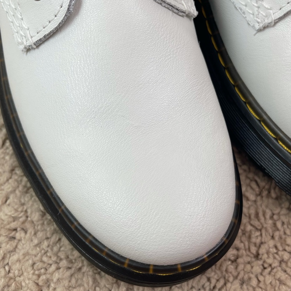 NEW Dr. Martens Docs Zavala White Coated Leather Lace-Up Combat Ankle Boots - Picture 15 of 16